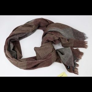 Barbour Brown 50/50 Cashmere/Wool Plaid Scarf NWT
